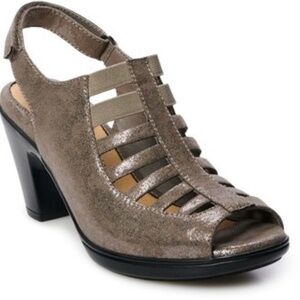 Croft & Barrow Gold Womens Shay Ortholite Caged Strappy Heels NWT Size 9